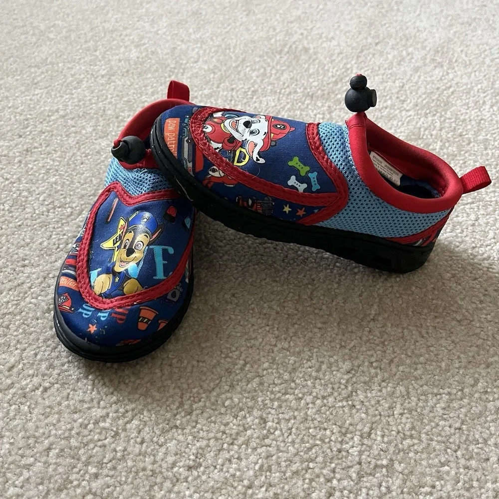 Paw Patrol Toddler Boys Water Shoes Swim Chase Marshall Blue Red Slip Size 9/10